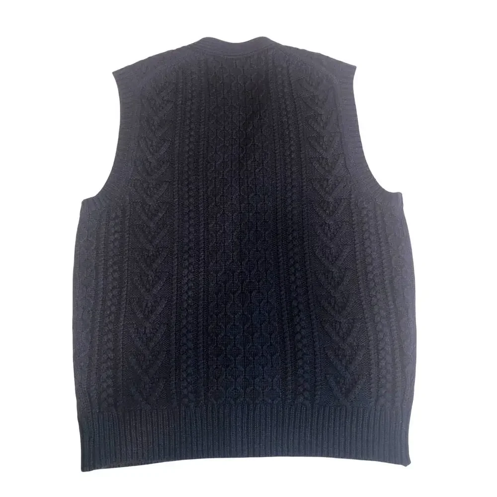Jcrew Sweater Vest Mens Size L Blue Cable Knit Merino Wool Fisherman Preppy